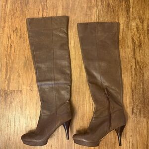 Nine West Destry Brown Leather Over-the-Knee Boots – Size 7.5M – High Heel